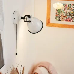 Lampes Vintages & Rétros-hofstein Applique murale Selki Noir, Blanc, 1 lumière