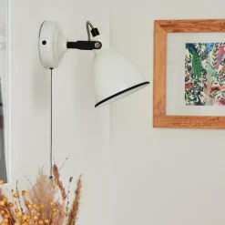 Lampes Vintages & Rétros-hofstein Applique murale Selki Noir, Blanc, 1 lumière