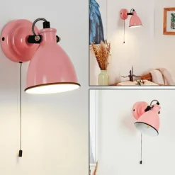 Lampes Vintages & Rétros-hofstein Applique murale Selki Rose, Noir, 1 lumière
