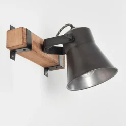 Lampes Industrielles-hofstein Applique murale Skodsbol Bois foncé, Acier brossé, 1 lumière