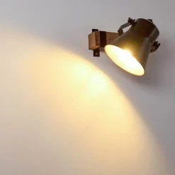 Lampes Industrielles-hofstein Applique murale Skodsbol Bois foncé, Acier brossé, 1 lumière