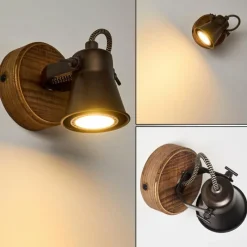 hofstein Applique murale Skodsbol Bois foncé, Noir, 1 lumière