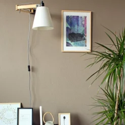 Lampes En Tissu-Luminaires Steinhauer Applique murale Steinhauer Mexlite Beige, Bois clair, Noir, 1 lumière