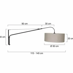 Lampes En Tissu-Luminaires Steinhauer Applique murale Steinhauer Gramineus Gris, Noir, 1 lumière