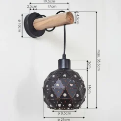 Lampes Vintages & Rétros-hofstein Applique murale Sunasau Bois clair, Noir, 1 lumière