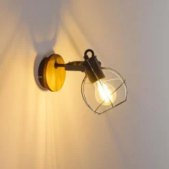 Lampes Vintages & Rétros-hofstein Applique murale Sundsvall Bois foncé, Noir, 1 lumière