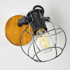 Lampes Vintages & Rétros-hofstein Applique murale Sundsvall Bois foncé, Noir, 1 lumière