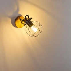 Lampes Vintages & Rétros-hofstein Applique murale Sundsvall Bois foncé, Noir, 1 lumière