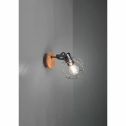 Lampes En Bois-Luminaires Trio Applique murale Sundsvall Bois foncé, Noir, 1 lumière