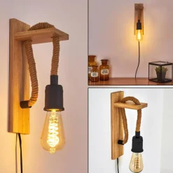 Luminaires Scandinaves-hofstein Applique murale Sunnyvale Brun, Bois clair, Noir, 1 lumière