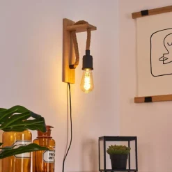 Luminaires Scandinaves-hofstein Applique murale Sunnyvale Brun, Bois clair, Noir, 1 lumière