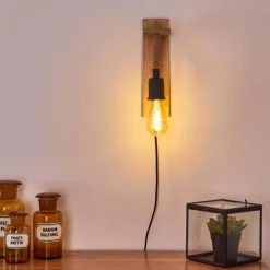 Luminaires Scandinaves-hofstein Applique murale Sunnyvale Brun, Bois clair, Noir, 1 lumière