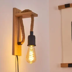 Luminaires Scandinaves-hofstein Applique murale Sunnyvale Brun, Bois clair, Noir, 1 lumière