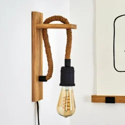 Luminaires Scandinaves-hofstein Applique murale Sunnyvale Brun, Bois clair, Noir, 1 lumière