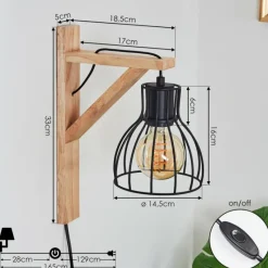 Lampes Vintages & Rétros-hofstein Applique murale Sunnyvale Bois clair, 1 lumière