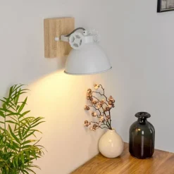 Lampes Industrielles-hofstein Applique murale Svanfolk Brun, Blanc, 1 lumière