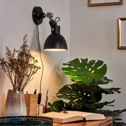 hofstein Applique murale Tilton Nickel mat, Noir, 1 lumière