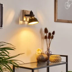 Lampes Dorées-hofstein Applique murale Tina Bois foncé, Noir, 1 lumière