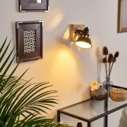 Lampes Dorées-hofstein Applique murale Tina Bois foncé, Noir, 1 lumière