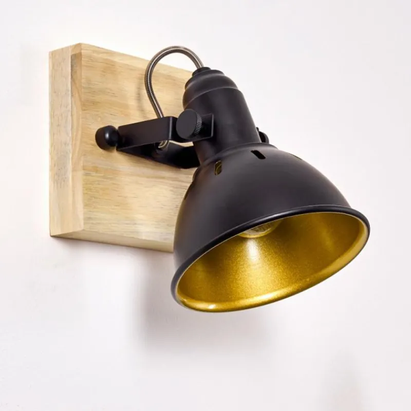 Lampes Dorées-hofstein Applique murale Tina Bois foncé, Noir, 1 lumière