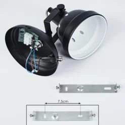 Lampes Industrielles-hofstein Applique murale Tita Chrome, Noir, 1 lumière