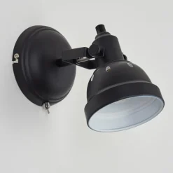 Lampes Industrielles-hofstein Applique murale Tita Chrome, Noir, 1 lumière