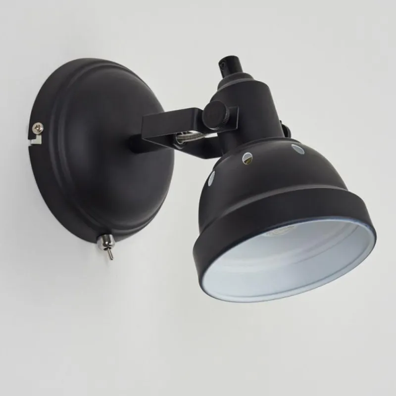 Lampes Industrielles-hofstein Applique murale Tita Chrome, Noir, 1 lumière