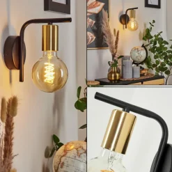 Lampes Vintages & Rétros-hofstein Applique murale Tourey Laiton, Noir, 1 lumière