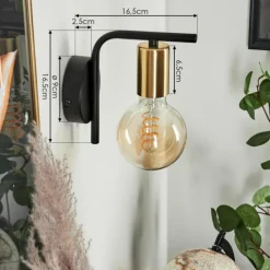 Lampes Vintages & Rétros-hofstein Applique murale Tourey Laiton, Noir, 1 lumière