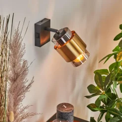 Suspension Verre Fumé-hofstein Applique murale Traak Noir, 1 lumière