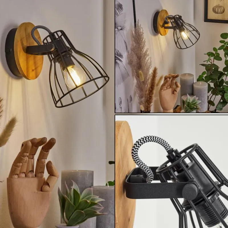 Lampes Industrielles-hofstein Applique murale Tros Écru, Noir, 1 lumière