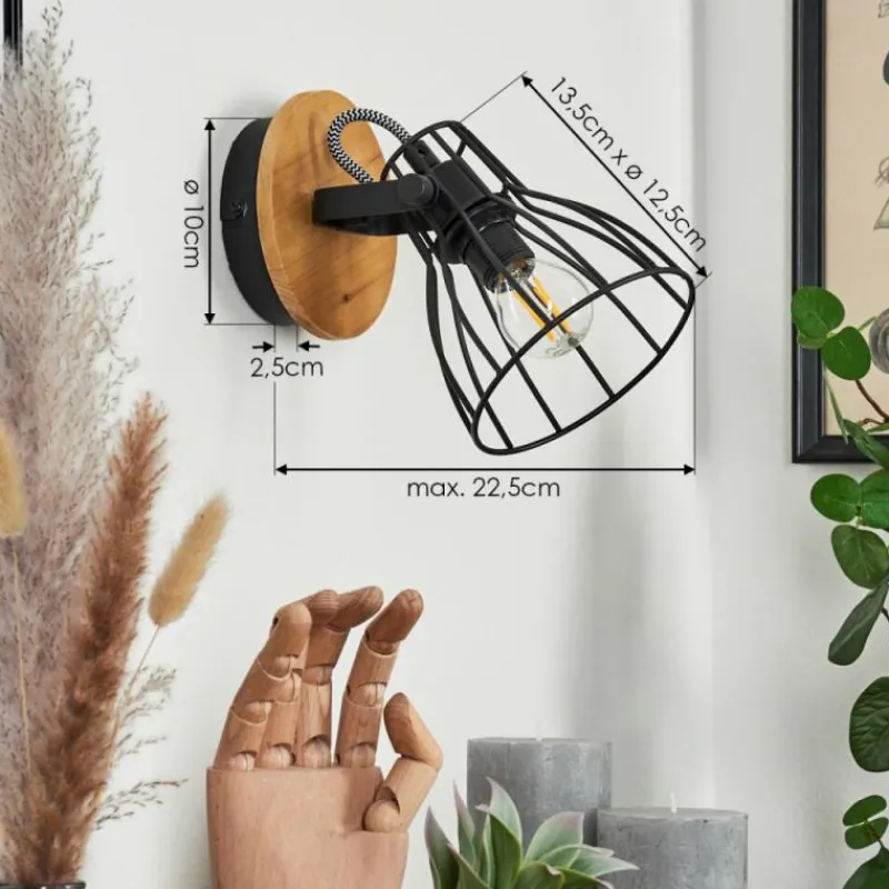 Lampes Industrielles-hofstein Applique murale Tros Écru, Noir, 1 lumière