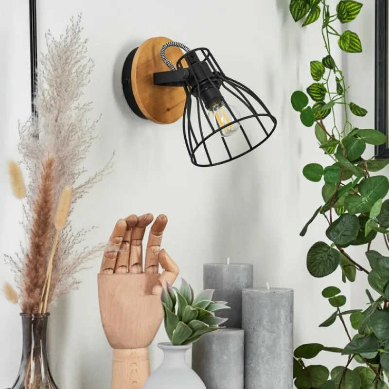 Lampes Industrielles-hofstein Applique murale Tros Écru, Noir, 1 lumière