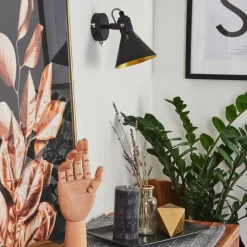 Lampes Dorées-hofstein Applique murale Upiano Chrome, Noir, 1 lumière