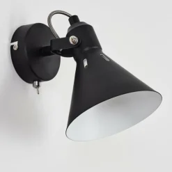 Lampes Industrielles-hofstein Applique murale Upiano Chrome, Noir, 1 lumière