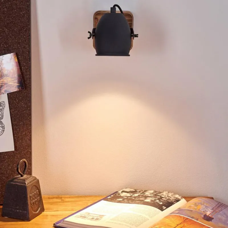 Lampes Industrielles-hofstein Applique murale Vanuatu Brun, Noir, 1 lumière