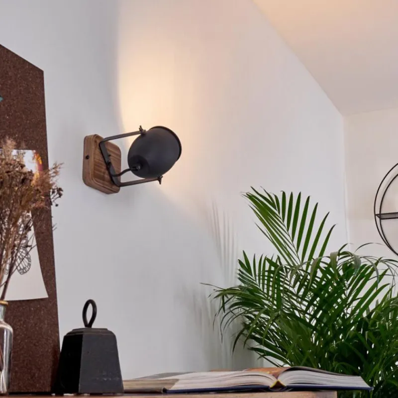 Lampes Industrielles-hofstein Applique murale Vanuatu Brun, Noir, 1 lumière