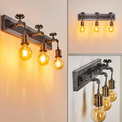 Luminaires Rustiques-hofstein Applique murale Vexan Gris, Noir, 3 lumières