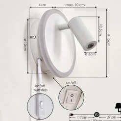 hofstein Applique murale Viata LED Blanc, 2 lumières