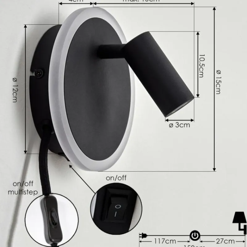 hofstein Applique murale Viata LED Noir, Blanc, 2 lumières