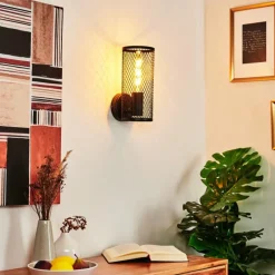 Style Boho-Chic-hofstein Applique murale Vislanda Noir, 1 lumière