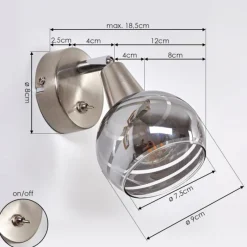 Suspension Verre Fumé-hofstein Applique murale Warga LED Nickel mat, 1 lumière