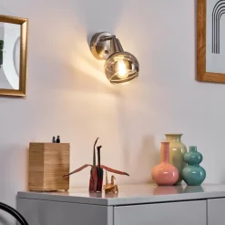 Suspension Verre Fumé-hofstein Applique murale Warga LED Nickel mat, 1 lumière