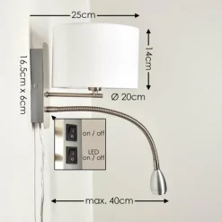 Lampes En Tissu-hofstein Applique murale Wiby LED Nickel mat, 2 lumières