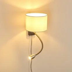 Lampes En Tissu-hofstein Applique murale Wiby LED Nickel mat, 2 lumières