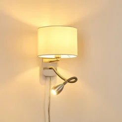 Lampes En Tissu-hofstein Applique murale Wiby LED Nickel mat, 2 lumières