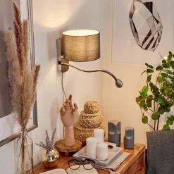 Lampes En Tissu-hofstein Applique murale Wiby LED Nickel mat, 2 lumières