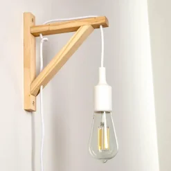 Lampes Vintages & Rétros-hofstein Applique murale Wiedau Bois clair, Blanc, 1 lumière