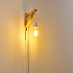 Lampes Vintages & Rétros-hofstein Applique murale Wiedau Bois clair, Blanc, 1 lumière