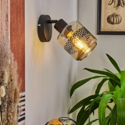 hofstein Applique murale Wigan Noir, 1 lumière